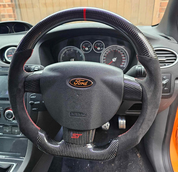 FORD FOCUS MK2 GENUINE CARBON FIBRE CUSTOM STEERING WHEEL